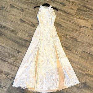 A white and tan Guess dress